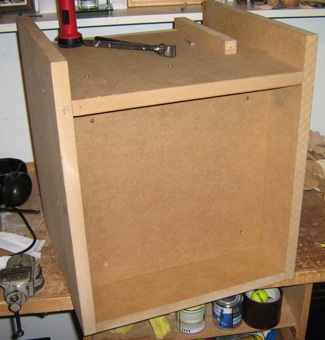 Cabinet under construction, back view
