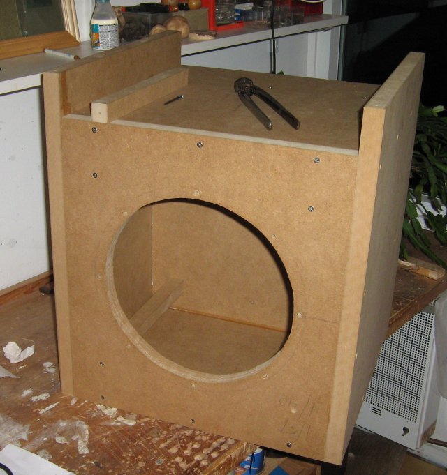 Cabinet under construction, front view