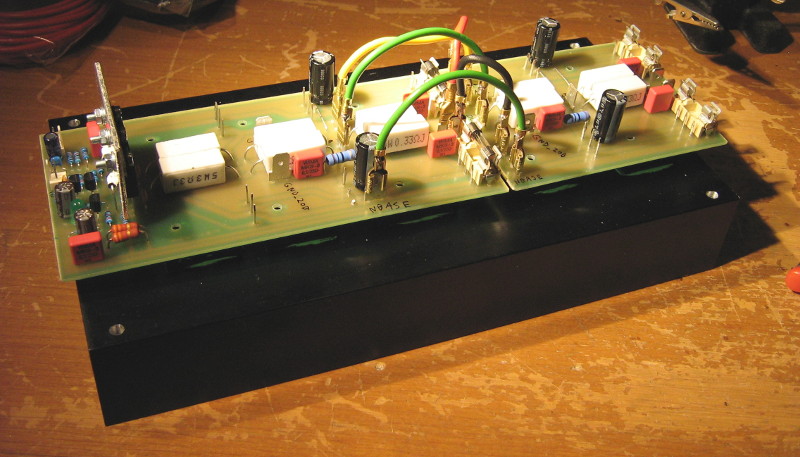 Amplifier PCB on heatsink