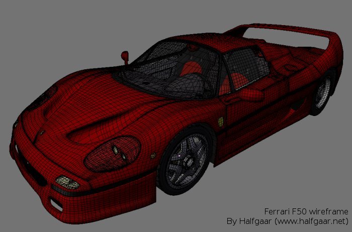 Wireframe of Ferrari F50