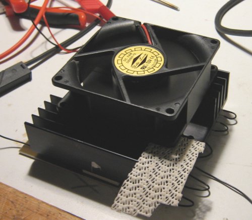 Heatsink with sucking fan.