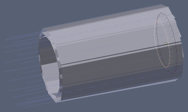 Particle emitter and force field objects.